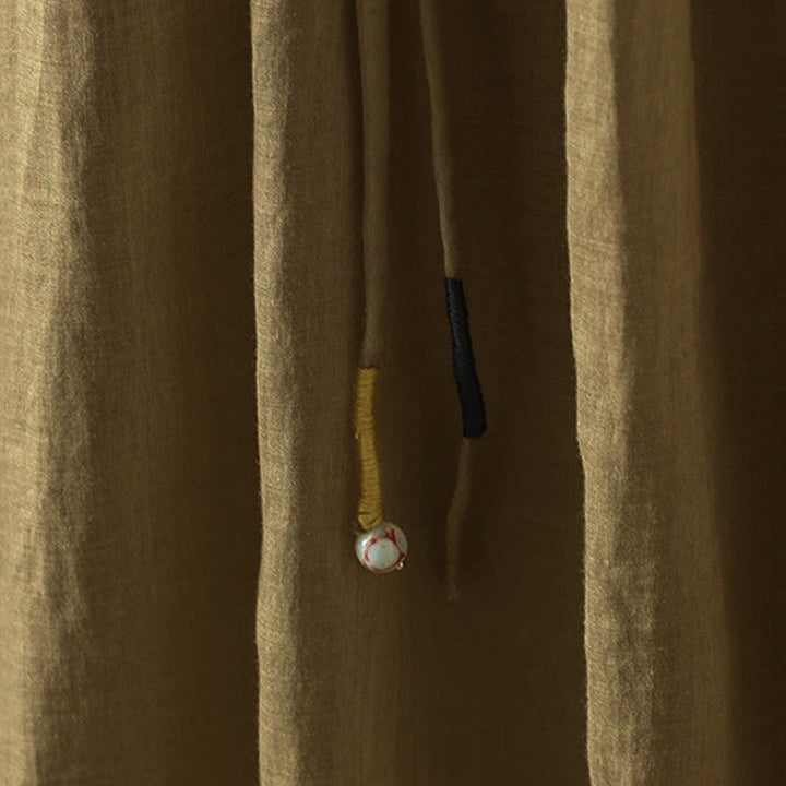 Gonna da donna con tasche e design a nappa in puro colore retrò estivo con Buddha Stones - image 3