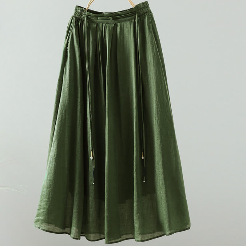 Gonna da donna con tasche e design a nappa in puro colore retrò estivo con Buddha Stones - Verde foresta - US12, UK/AU16, EU44 (2XL) - image 13