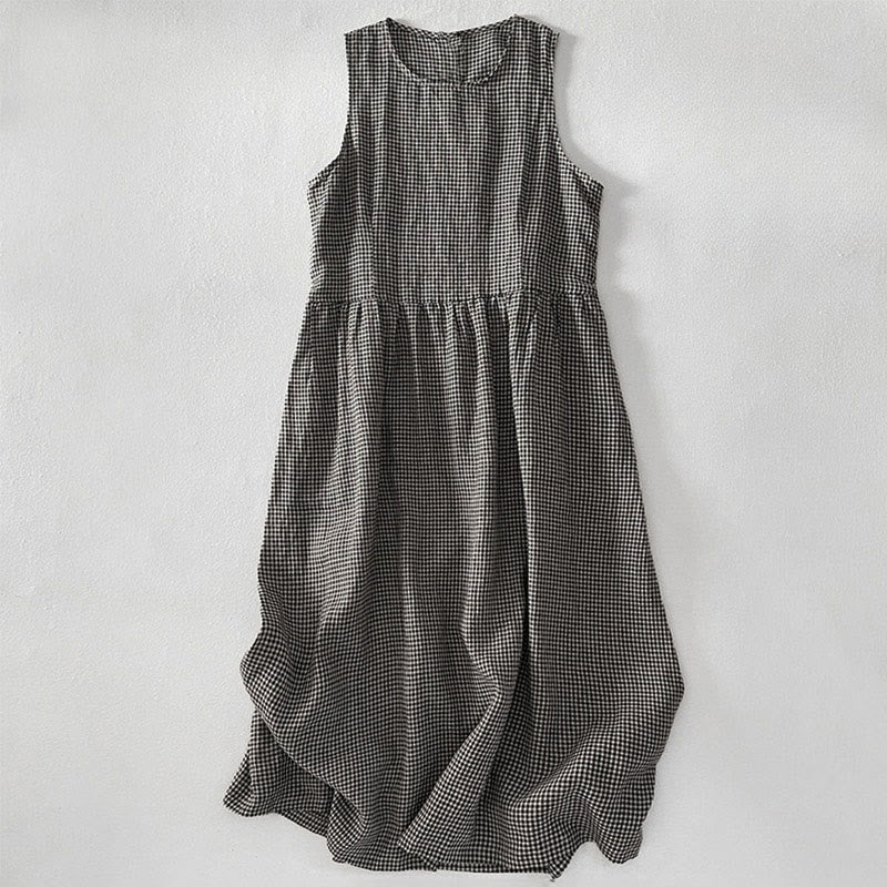 Abito midi casual in cotone senza maniche con tasche, stile Buddha Stones , fatto a mano, in tinta unita - Grigio tenue - US16, UK/AU20, EU48 (3XL) - image 9