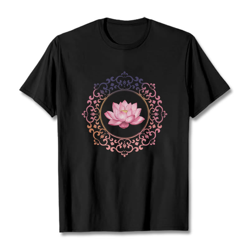 Maglietta in Buddha Stones Mandala Pink Lotus - Nero - 2XL - image 0