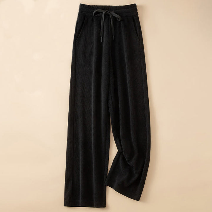 Pantaloni a gamba larga in cotone con tasche, colore puro, da donna , Buddha Stones - Nero - US14, UK/AU18, EU46 (4XL) - image 10