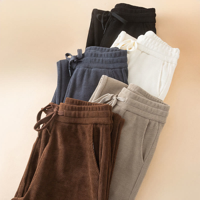 Pantaloni a gamba larga in cotone con tasche, colore puro, da donna , Buddha Stones - image 18