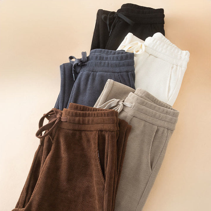 Pantaloni a gamba larga in cotone con tasche, colore puro, da donna , Buddha Stones - image 18
