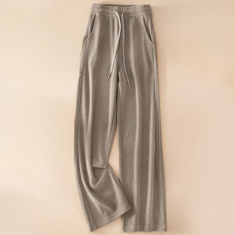 Pantaloni a gamba larga in cotone con tasche, colore puro, da donna , Buddha Stones - Abbronzatura - US14, UK/AU18, EU46 (4XL) - image 12