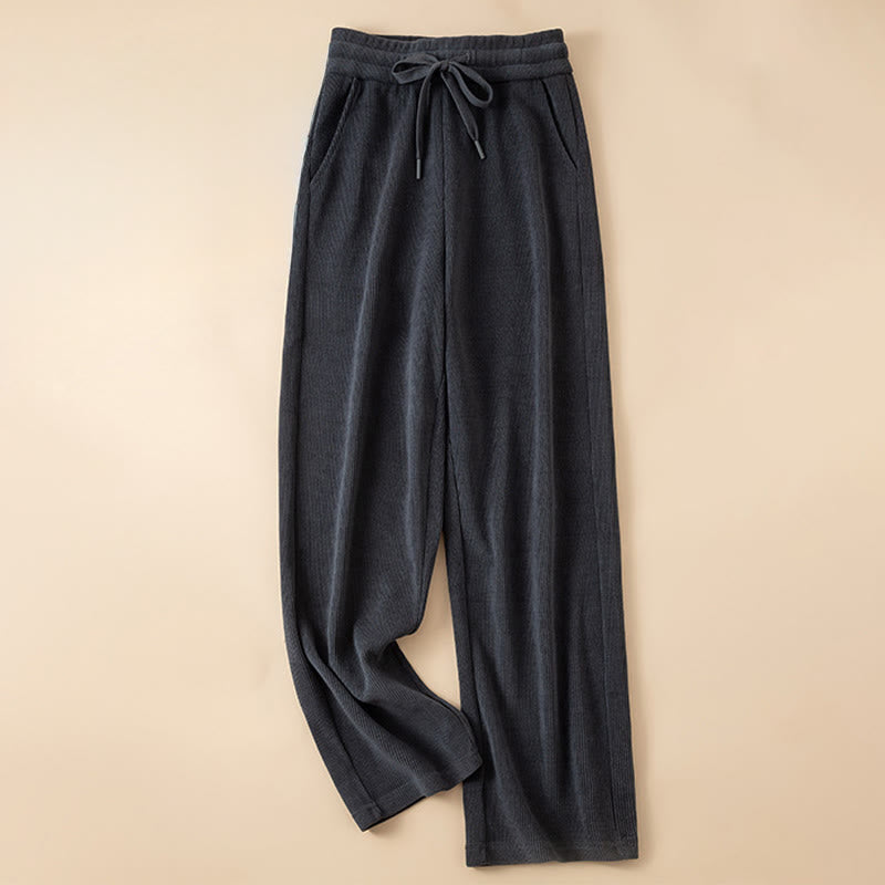 Pantaloni a gamba larga in cotone con tasche, colore puro, da donna , Buddha Stones - Blu notte - US14, UK/AU18, EU46 (4XL) - image 0