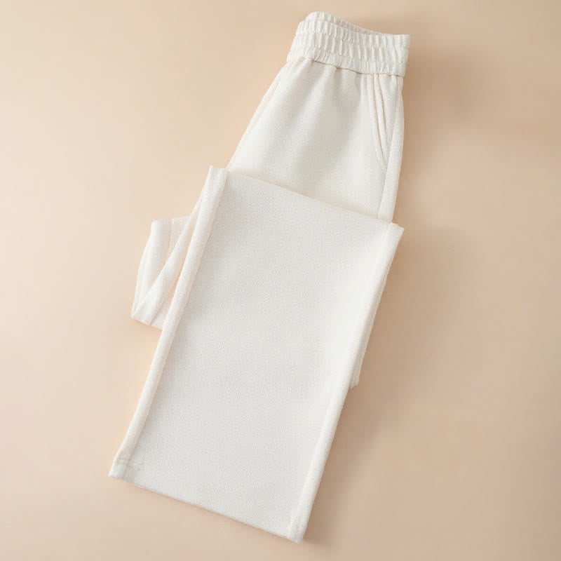 Pantaloni larghi in cotone con tasche e vita alta, modello Buddha Stones, da donna - image 5