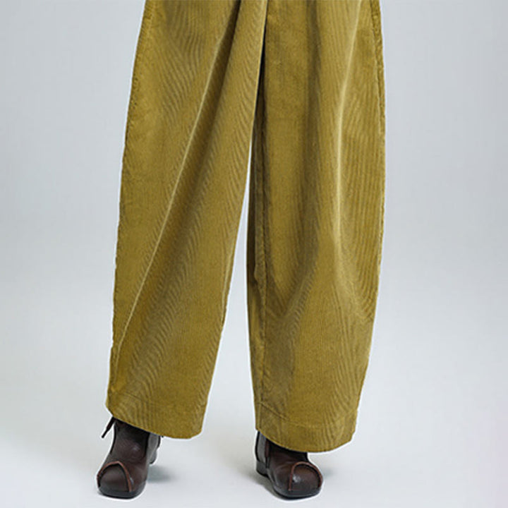 Pantaloni in velluto a coste di cotone con tasche, modello semplice, lunghezza alla caviglia, da donna, modello Buddha Stones - image 13