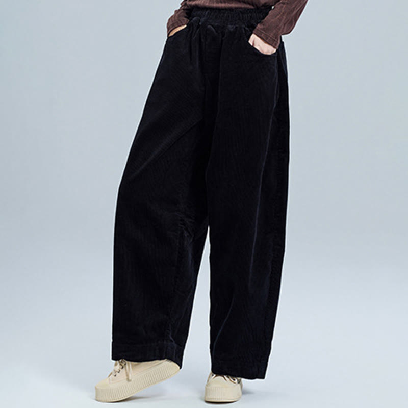 Pantaloni da donna Buddha Stones autunnali in velluto a coste, semplici, alla caviglia, dal design classico e con tasche. - image 6