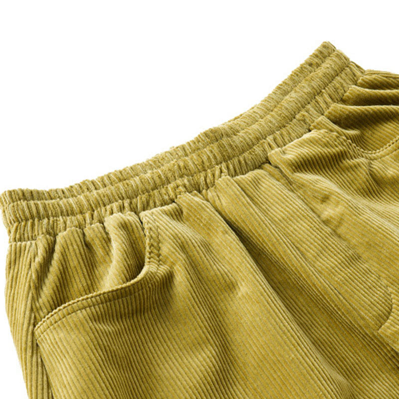 Pantaloni in velluto a coste di cotone con tasche, modello semplice, lunghezza alla caviglia, da donna, modello Buddha Stones - image 15