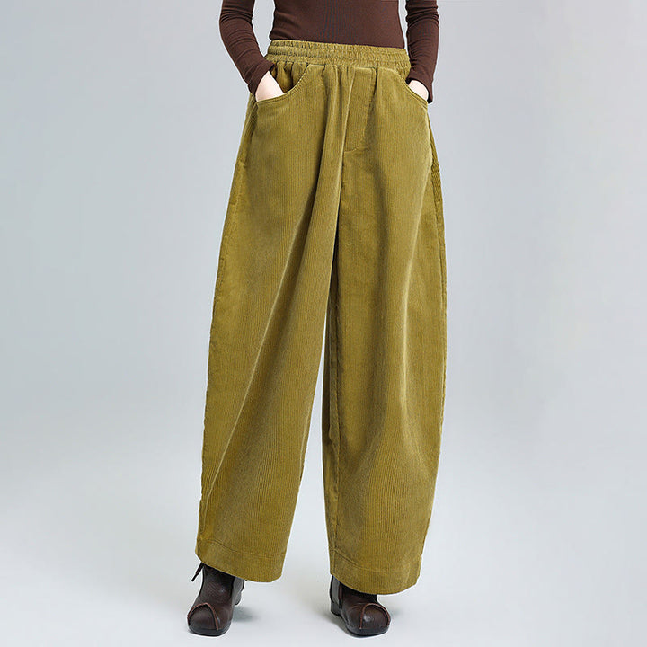 Pantaloni da donna Buddha Stones autunnali in velluto a coste, semplici, alla caviglia, dal design classico e con tasche. - Verga d'oro - US8-10, UK/AU12-14, EU40-42 (2XL) - image 7