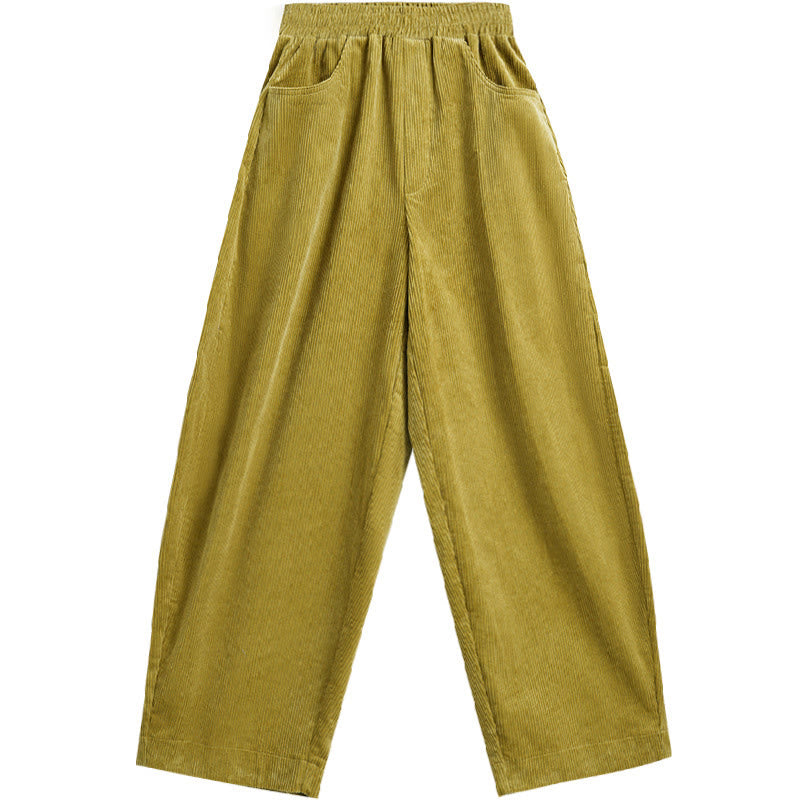 Pantaloni in velluto a coste di cotone con tasche, modello semplice, lunghezza alla caviglia, da donna, modello Buddha Stones - image 18