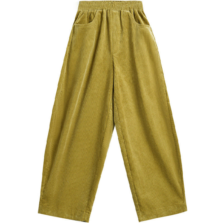 Pantaloni in velluto a coste di cotone con tasche, modello semplice, lunghezza alla caviglia, da donna, modello Buddha Stones - image 18