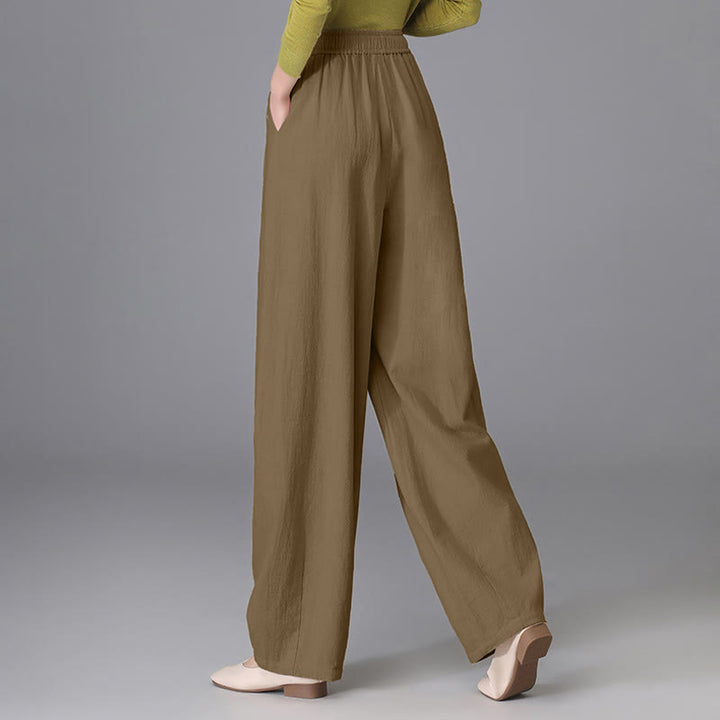 Pantaloni da donna in cotone e lino, casual, vintage, con coulisse, modello carota, con tasche, Buddha Stones - image 16