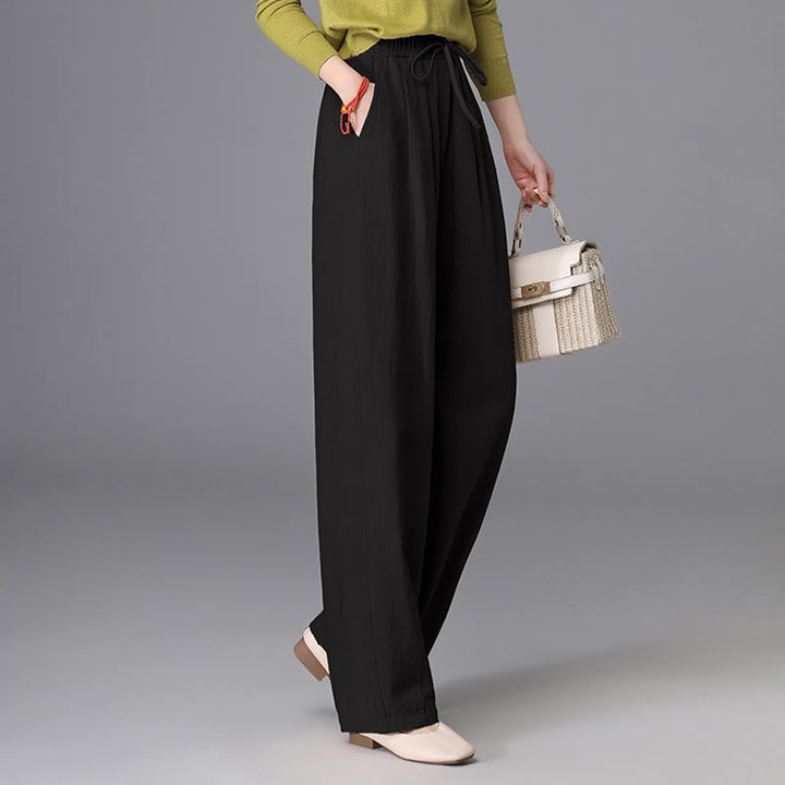 Pantaloni da donna in cotone e lino, casual, vintage, con coulisse, modello carota, con tasche, Buddha Stones - image 12