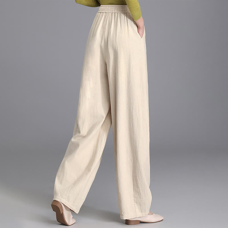 Pantaloni da donna in cotone e lino, casual, vintage, con coulisse, modello carota, con tasche, Buddha Stones - image 3