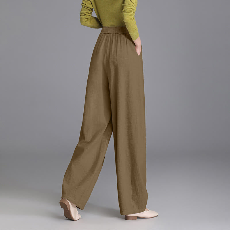 Pantaloni da donna in cotone e lino, casual, vintage, con coulisse, modello carota, con tasche, Buddha Stones - DarkGoldenrod - US6, UK/AU10, EU38 (L) - image 13