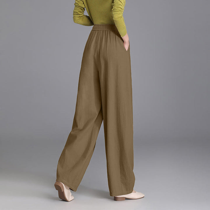 Pantaloni da donna in cotone e lino, casual, vintage, con coulisse, modello carota, con tasche, Buddha Stones - DarkGoldenrod - US6, UK/AU10, EU38 (L) - image 13