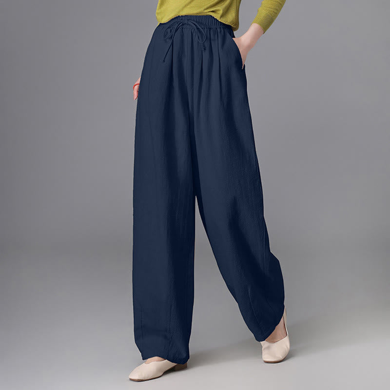 Pantaloni da donna in cotone e lino, casual, vintage, con coulisse, modello carota, con tasche, Buddha Stones - image 20