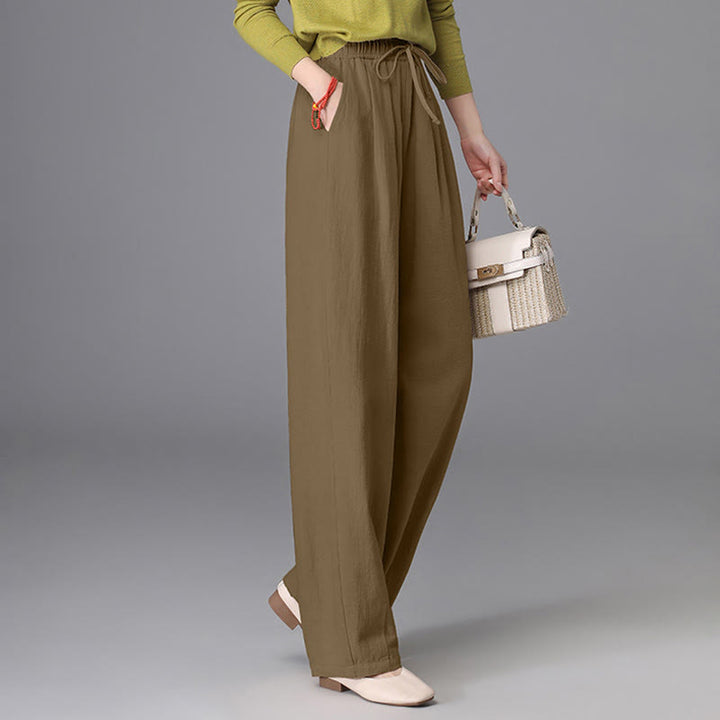 Pantaloni da donna in cotone e lino, casual, vintage, con coulisse, modello carota, con tasche, Buddha Stones - image 17