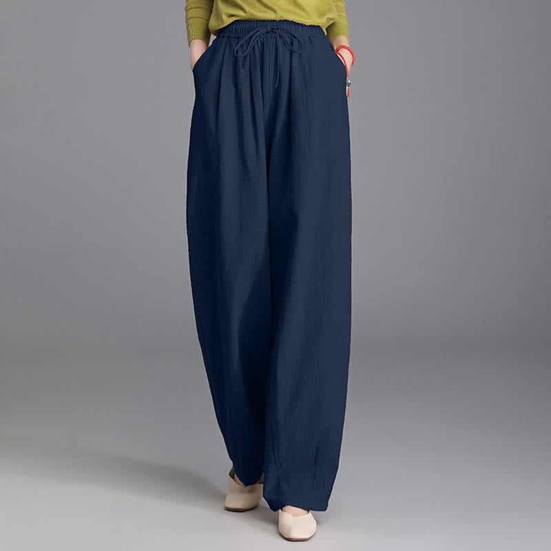 Pantaloni da donna in cotone e lino, casual, vintage, con coulisse, modello carota, con tasche, Buddha Stones - image 19