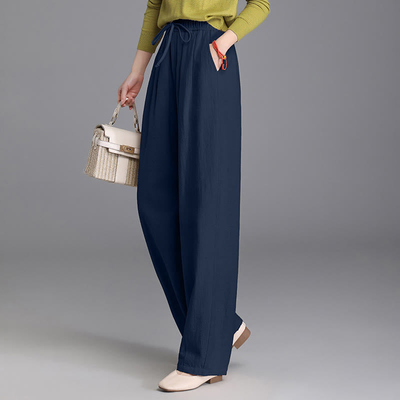 Pantaloni da donna in cotone e lino, casual, vintage, con coulisse, modello carota, con tasche, Buddha Stones - image 22