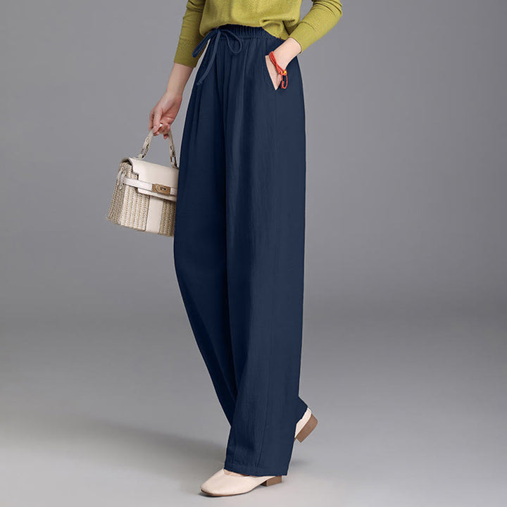 Pantaloni da donna in cotone e lino, casual, vintage, con coulisse, modello carota, con tasche, Buddha Stones - image 22