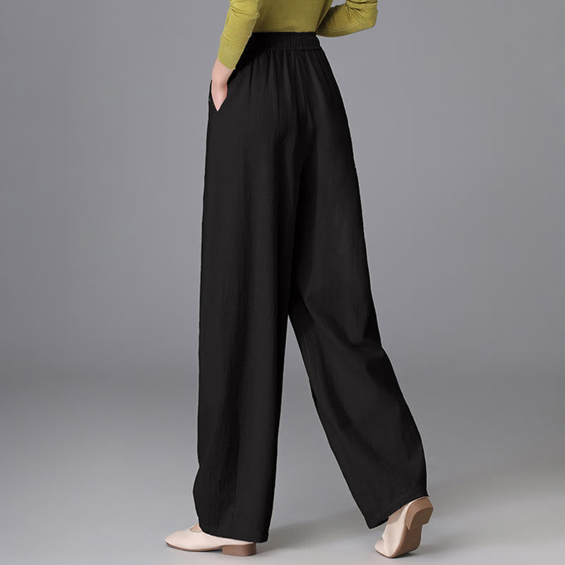 Pantaloni da donna in cotone e lino, casual, vintage, con coulisse, modello carota, con tasche, Buddha Stones - image 10