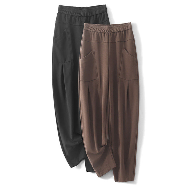 Pantaloni termici da donna Buddha Stones, casual, con patchwork vintage, a vita alta e tasche - image 15