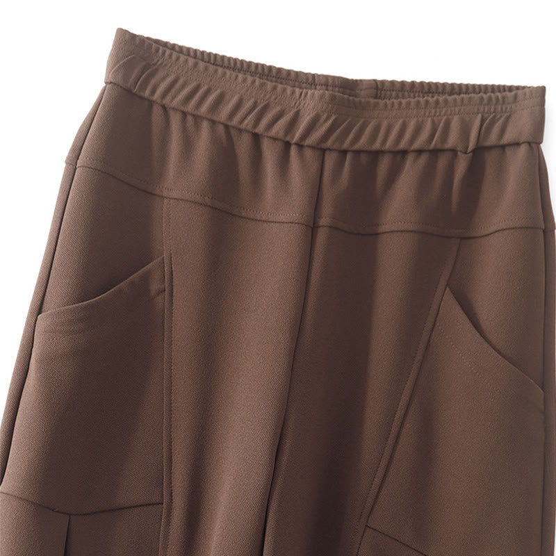 Pantaloni termici da donna Buddha Stones, casual, con patchwork vintage, a vita alta e tasche - image 2