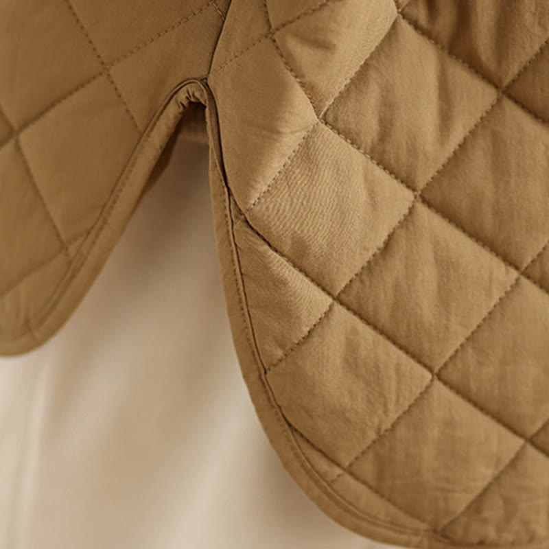 Giacca a maniche lunghe trapuntata a rombi in cotone termico con bottoni e tasche da donna Buddha Stones - image 9