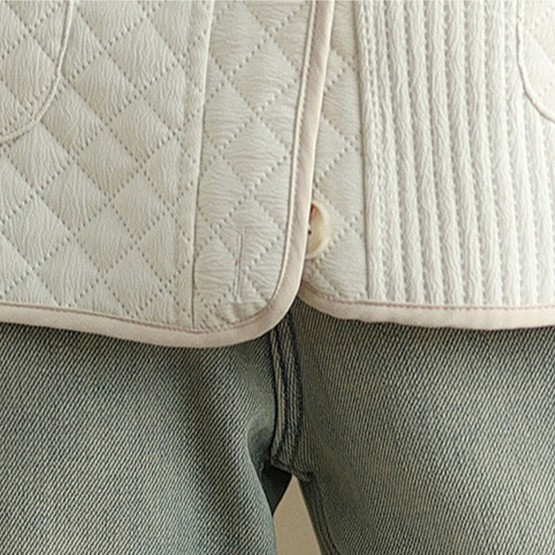 Giacca in cotone a maniche lunghe con tasche, design semplice e bottoni vintage da donna di Buddha Stones - image 15