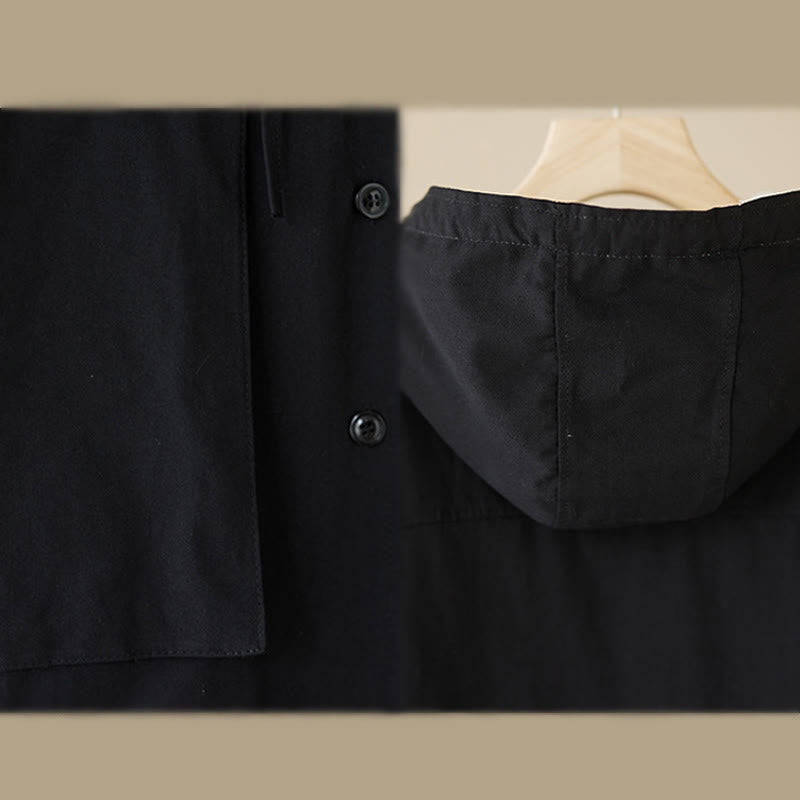 Giacca con cappuccio a maniche lunghe in pile termico di cotone con tasche da donna Buddha Stones - image 10
