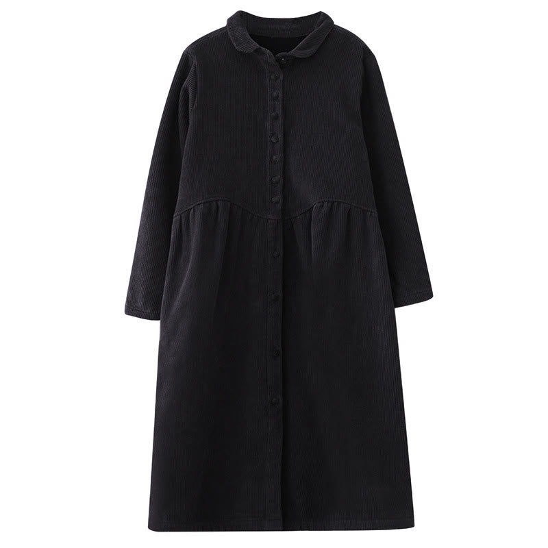 Cappotto da donna in velluto a coste di cotone con fodera in pile, maniche lunghe, bottoni semplici, Buddha Stones, con tasche - image 8