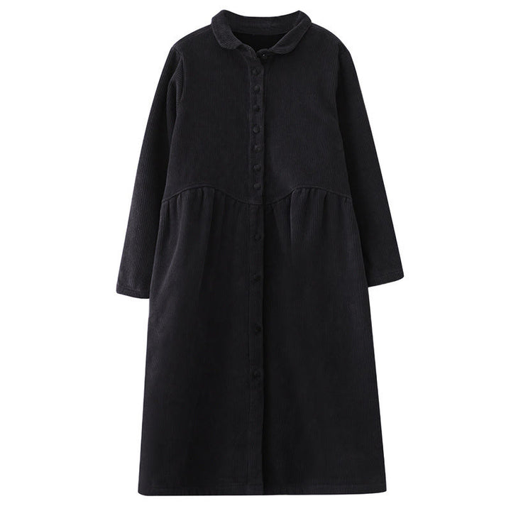 Cappotto da donna in velluto a coste di cotone con fodera in pile, maniche lunghe, bottoni semplici, Buddha Stones, con tasche - image 8