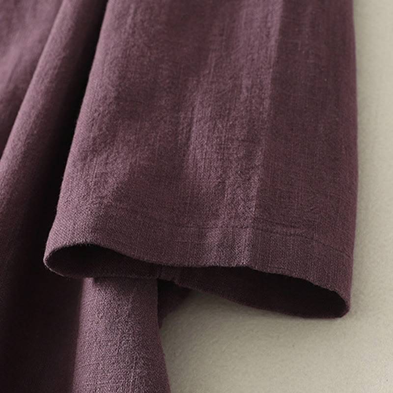 Abito midi in cotone a maniche lunghe con chiusura diagonale a molla con bottoni a rana, motivo Buddha Stones - image 4