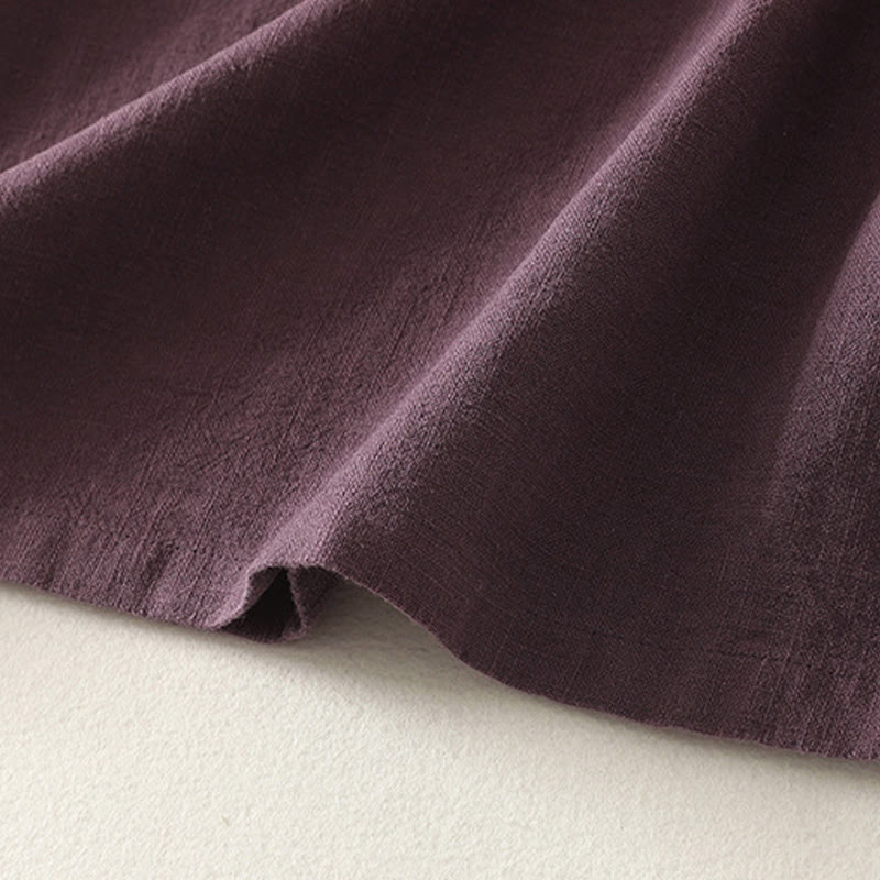 Abito midi in cotone a maniche lunghe con chiusura diagonale a molla con bottoni a rana, motivo Buddha Stones - image 5