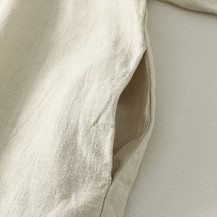 Abito midi in cotone a maniche lunghe con chiusura diagonale a molla con bottoni a rana, motivo Buddha Stones - image 14