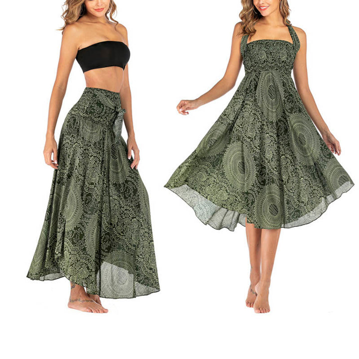 Buddha Stones Due stili indossano Boho Compass Rose Flower Skirt Dress - Verde oliva - US4， UK/AU8，EU36-44 (F) - image 1