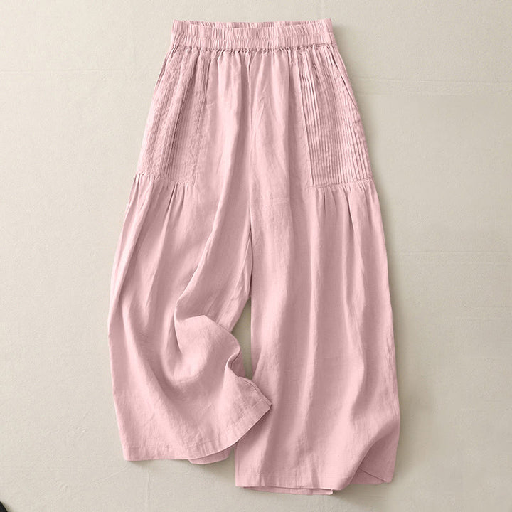 Pantaloni larghi da donna in poliestere elasticizzato con pieghe semplici e tasche, modello Buddha Stones - Rosa Nebbiosa - US8-10, UK/AU12-14, EU40-42 (2XL) - image 0