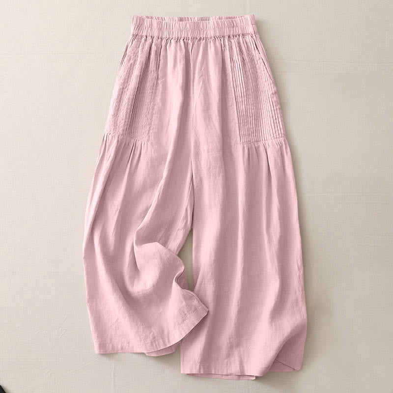 Pantaloni larghi da donna in poliestere elasticizzato con pieghe semplici e tasche, modello Buddha Stones - Rosa Nebbiosa - US8-10, UK/AU12-14, EU40-42 (2XL) - image 0