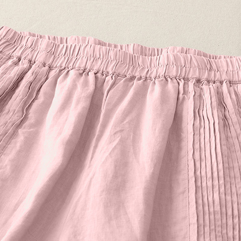 Pantaloni larghi da donna in poliestere elasticizzato con pieghe semplici e tasche, modello Buddha Stones - image 3