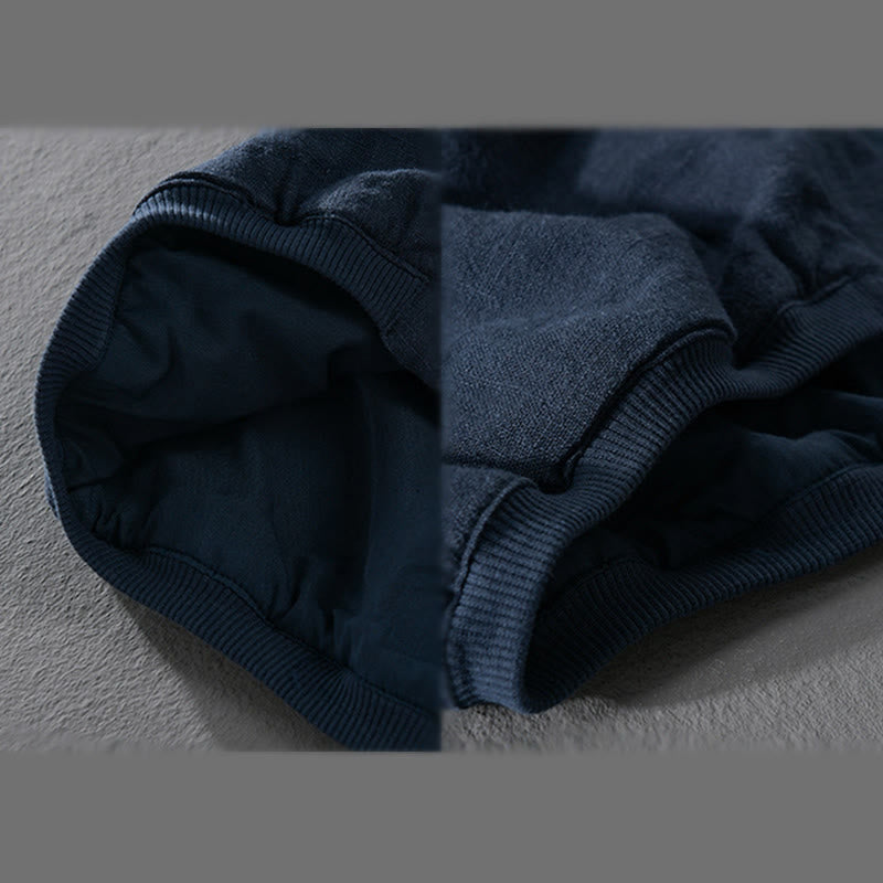 Camicia da uomo in cotone e lino con maniche lunghe a coste e tasche, motivo Buddha Stones - image 15