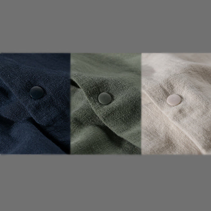 Camicia da uomo in cotone e lino con maniche lunghe a coste e tasche, motivo Buddha Stones - image 22