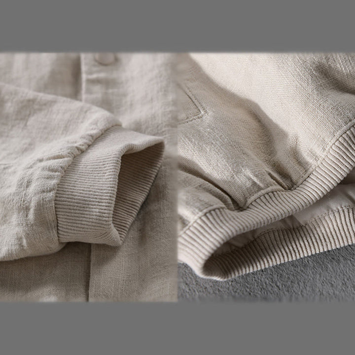 Camicia da uomo in cotone e lino con maniche lunghe a coste e tasche, motivo Buddha Stones - image 5