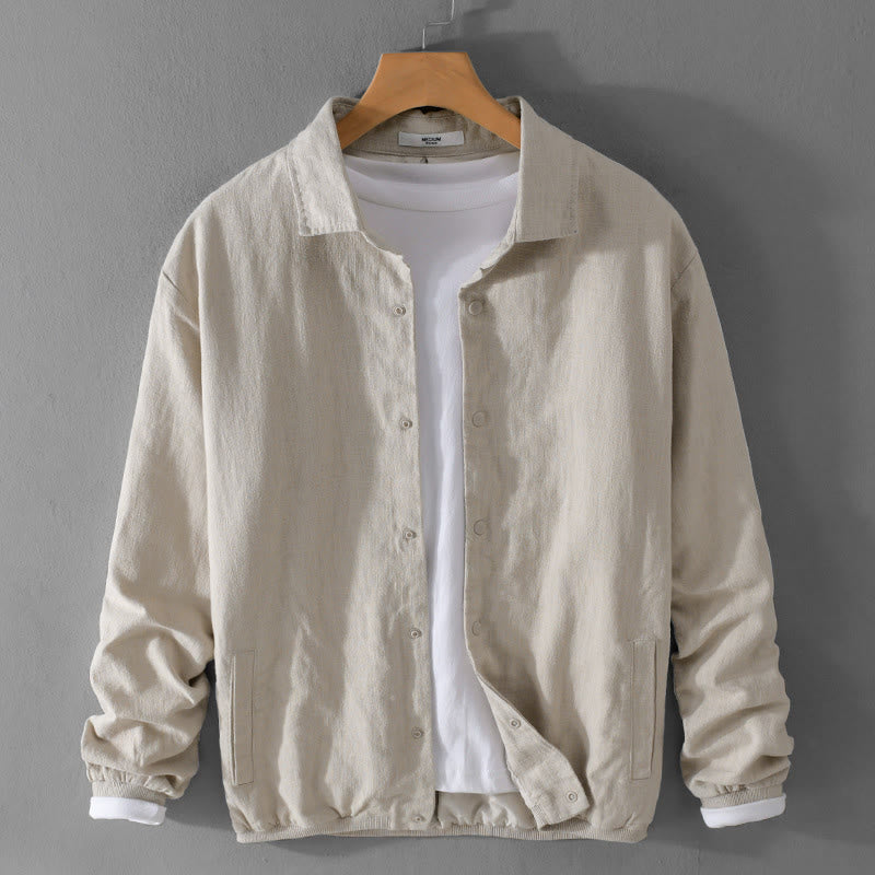 Camicia da uomo in cotone e lino con maniche lunghe a coste e tasche, motivo Buddha Stones - Biancheria - US/UK/AU42, EU52 (3XL) - image 0