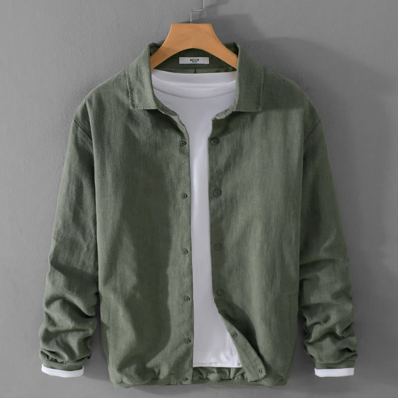 Camicia da uomo in cotone e lino con maniche lunghe a coste e tasche, motivo Buddha Stones - SeaGreen - US/UK/AU42, EU52 (3XL) - image 8