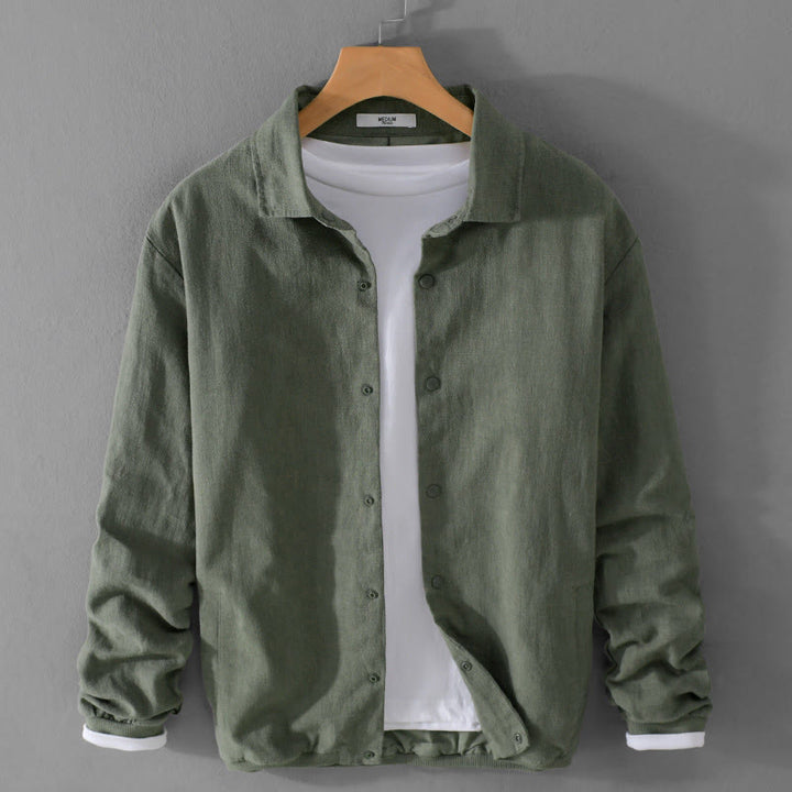Camicia da uomo in cotone e lino con maniche lunghe a coste e tasche, motivo Buddha Stones - SeaGreen - US/UK/AU42, EU52 (3XL) - image 8