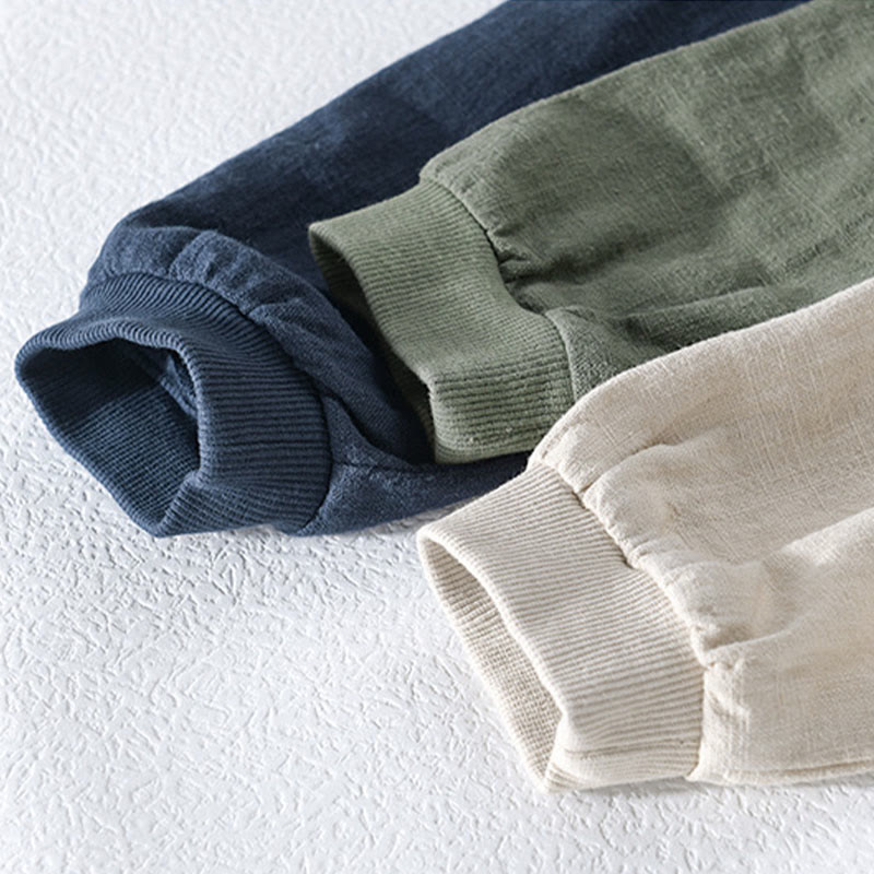 Camicia da uomo in cotone e lino con maniche lunghe a coste e tasche, motivo Buddha Stones - image 20