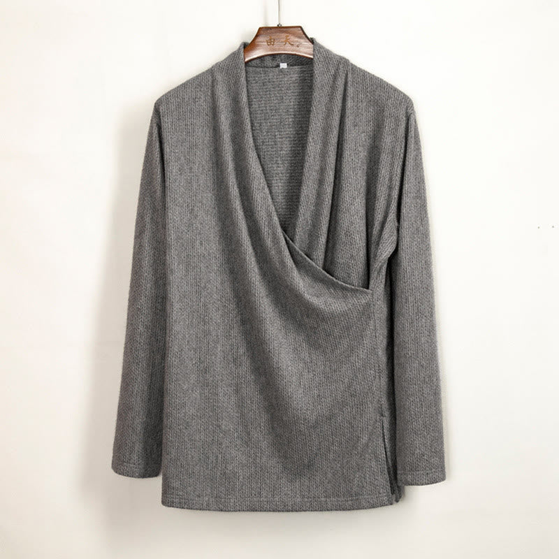 Camicia da uomo in cotone a maniche lunghe con colletto irregolare e motivo Buddha Stones - Grigio - US/UK/AU44, EU54 (4XL) - image 2