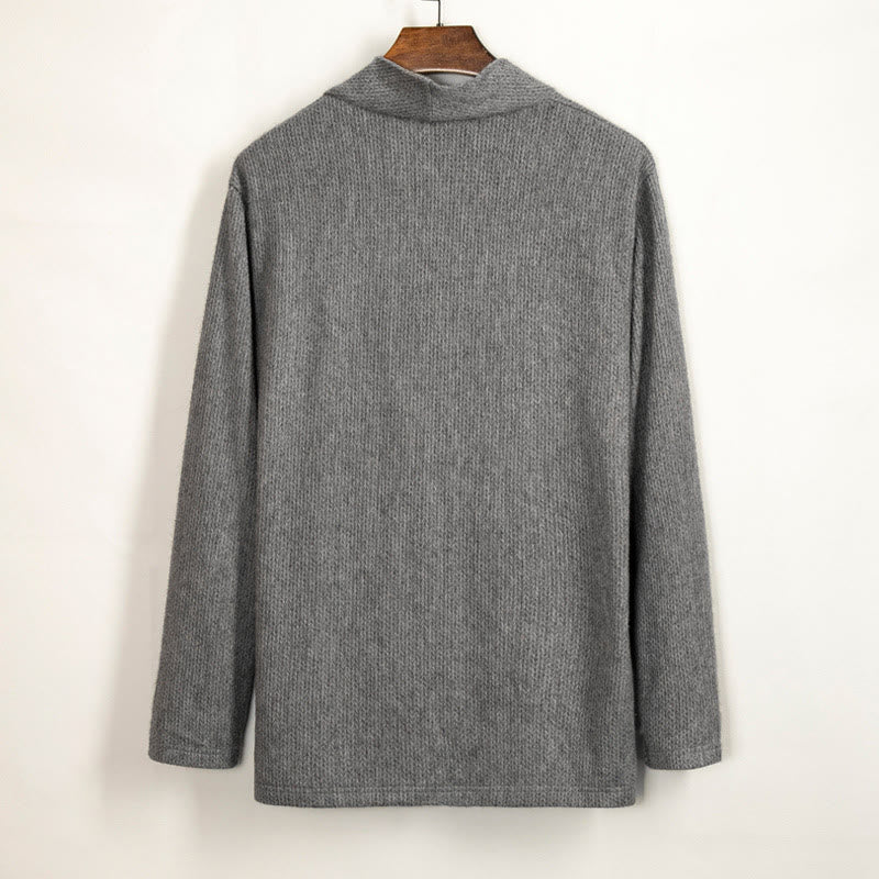 Camicia da uomo in cotone a maniche lunghe con colletto irregolare e motivo Buddha Stones - image 3